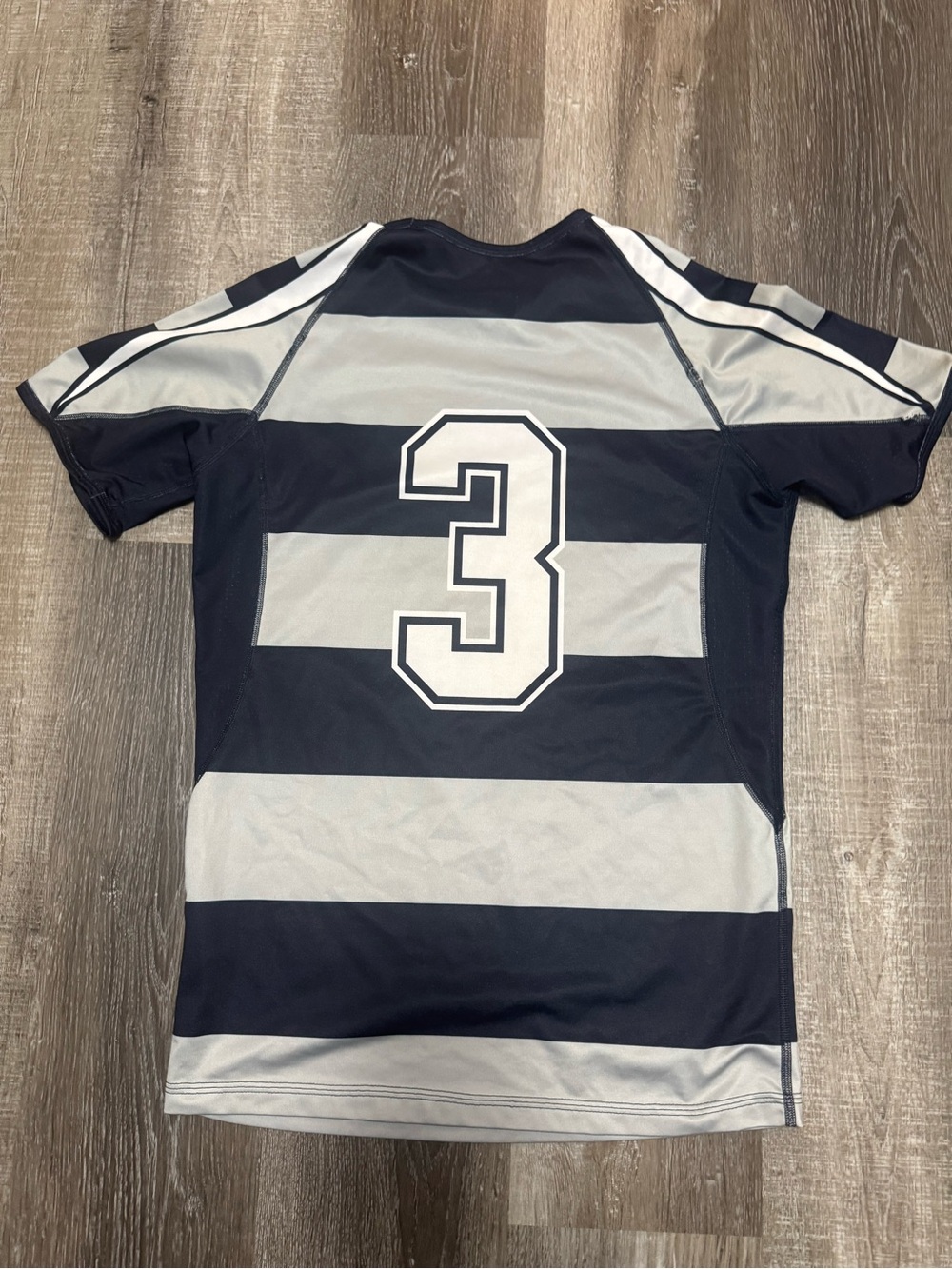 Breathable Striped Rugby Tee - Navy & Light Gray - Picture 2 of 4